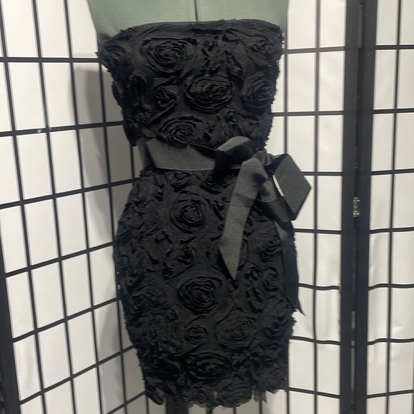 Zara Black floral Strapless Dress - Picture 4 of 12